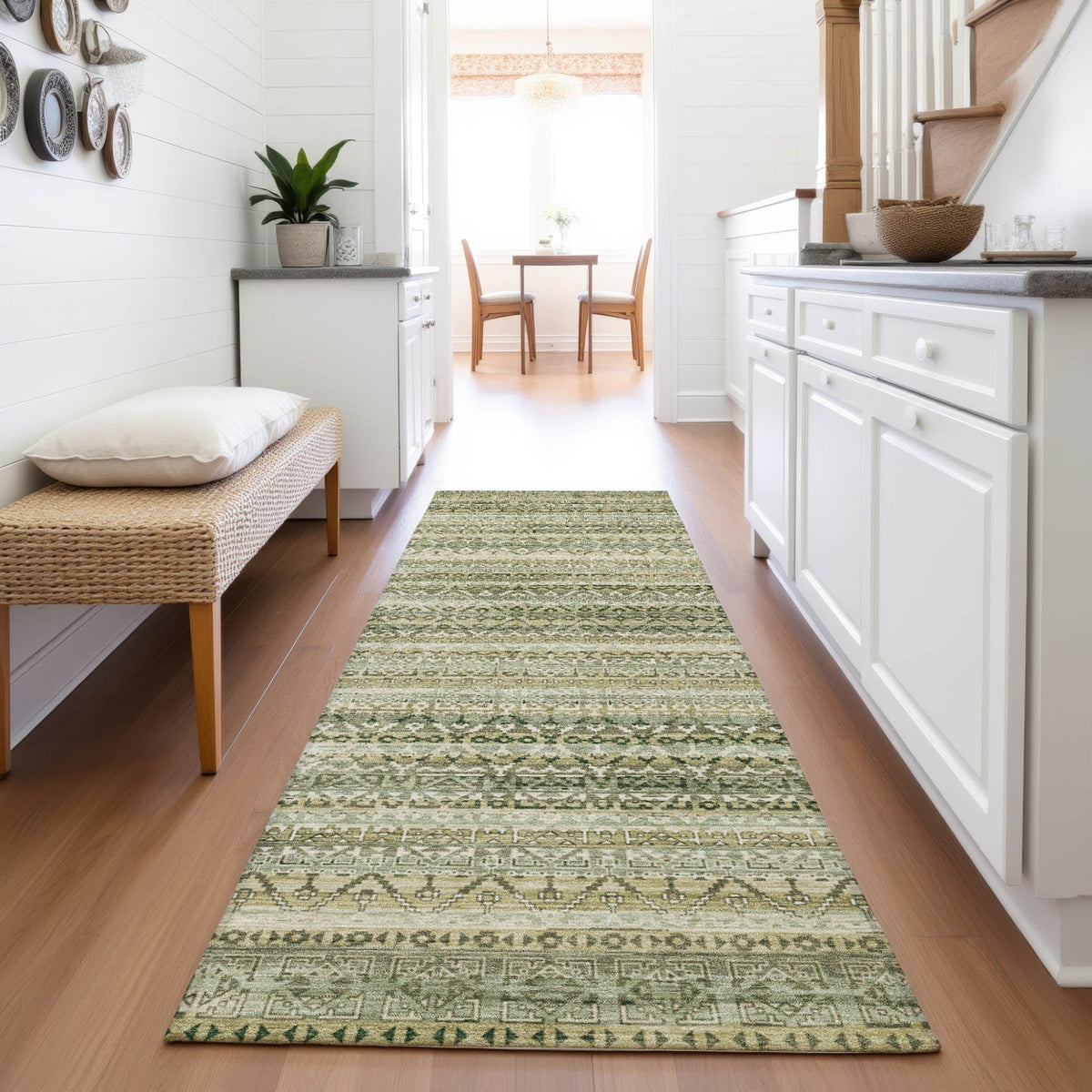 Addison Chantille ACN2101 Stripes Machine Made Transitional Green Rug