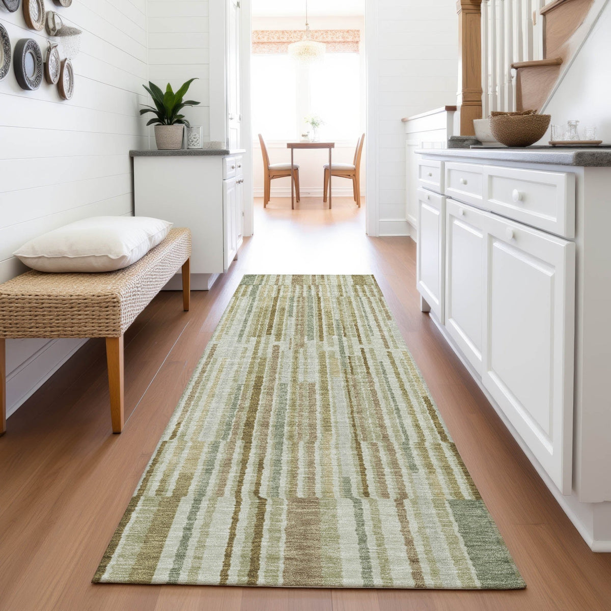 Addison Chantille ACN2102 Stripes Machine Made Transitional Khaki Rug