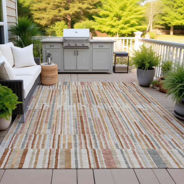 Addison Chantille ACN2102 Stripes Machine Made Transitional Paprika Rug