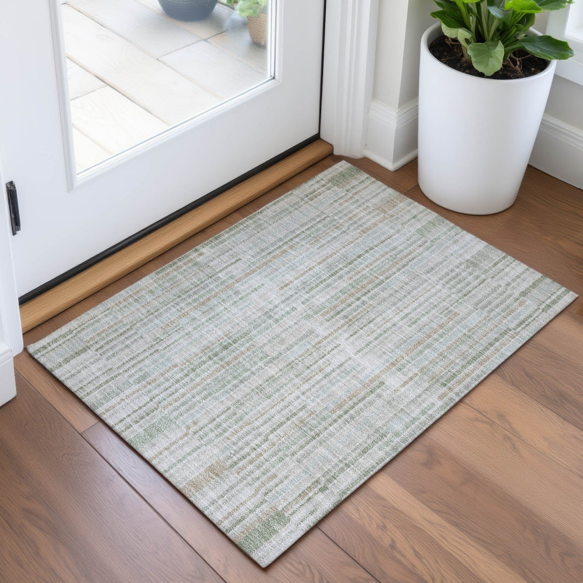 Addison Chantille ACN2102 Stripes Machine Made Transitional Sage Rug
