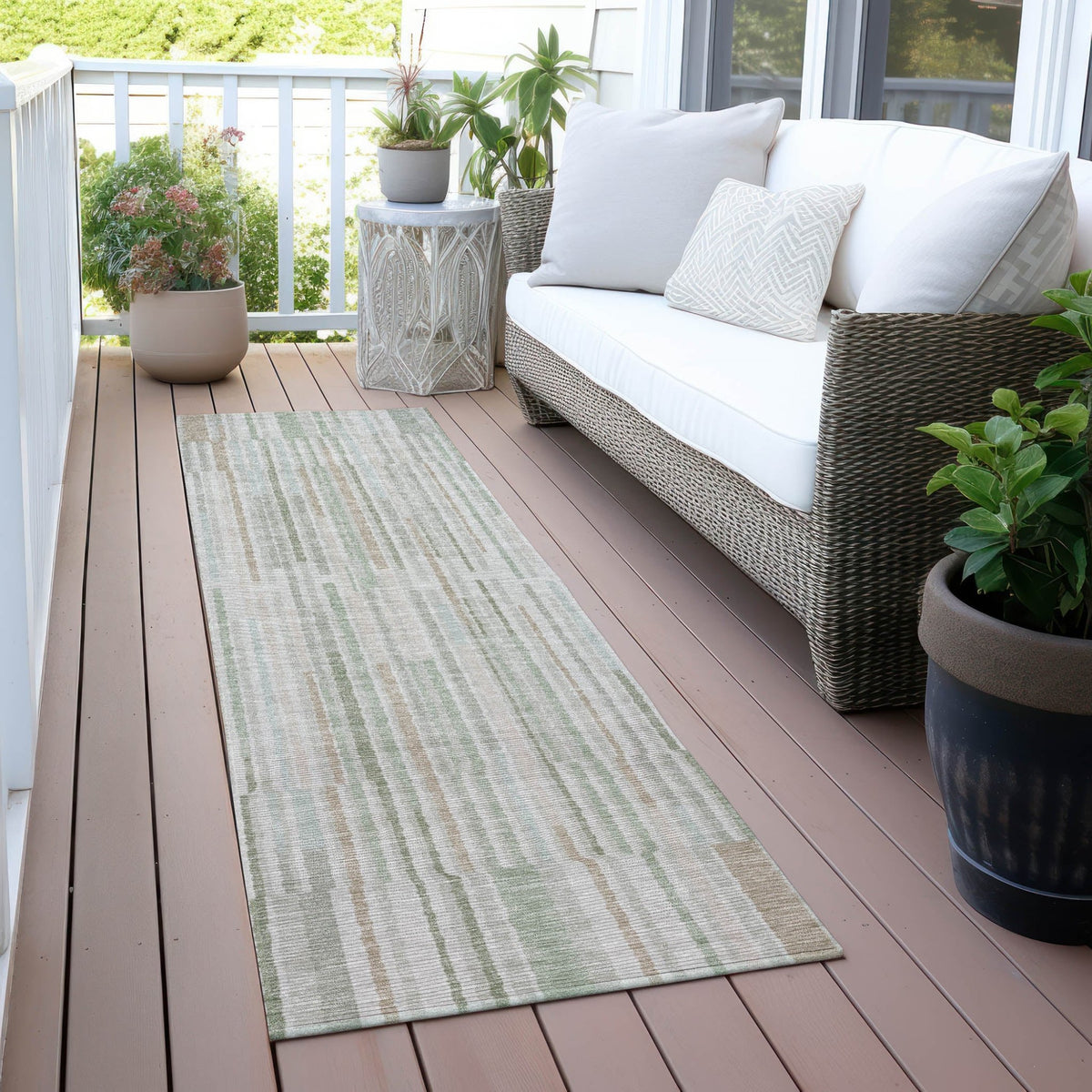Addison Chantille ACN2102 Stripes Machine Made Transitional Sage Rug