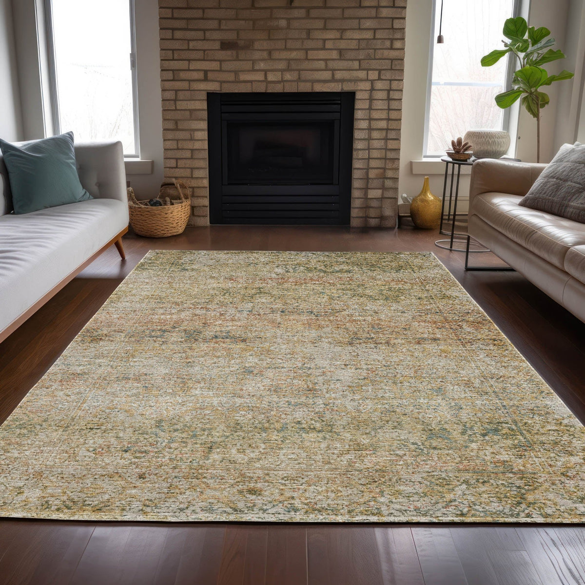 Addison Chantille ACN2103 Global Machine Made Traditional Gold Rug