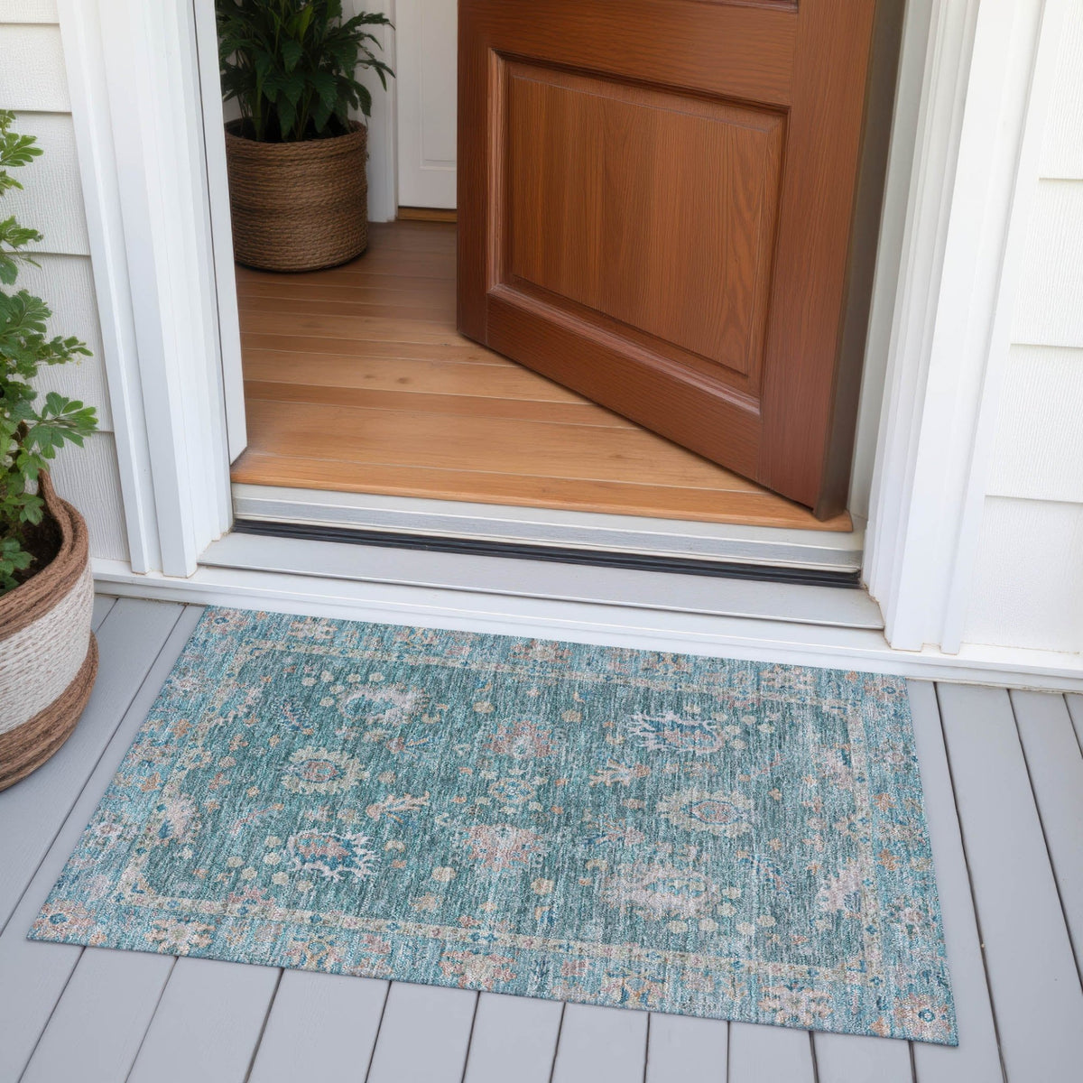Addison Chantille ACN2104 Global Machine Made Traditional Teal Rug