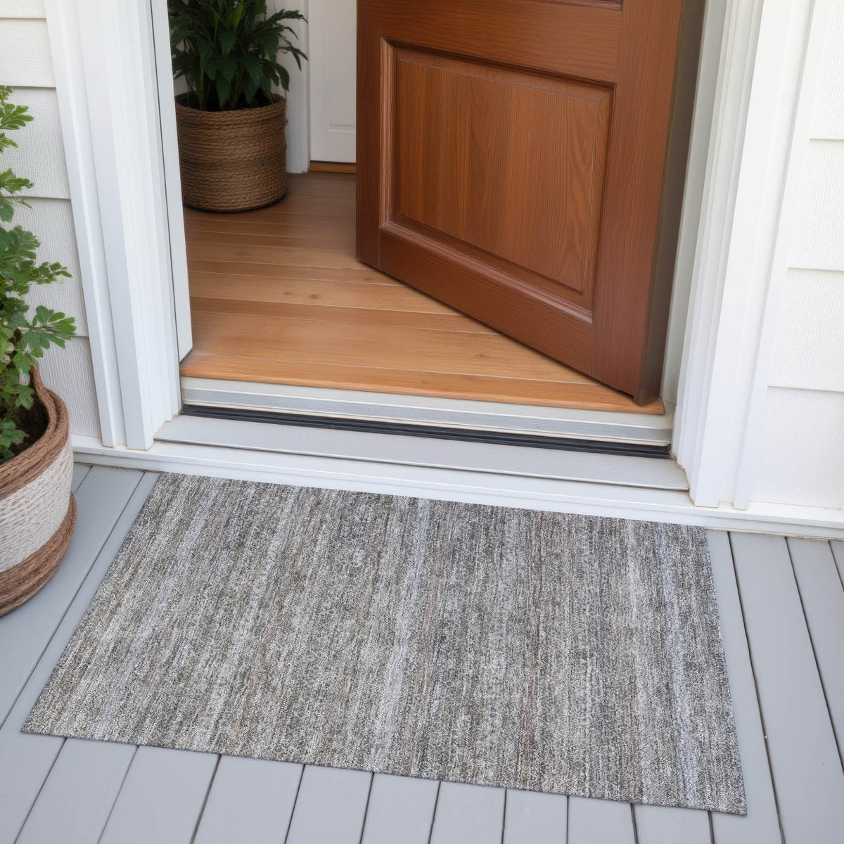 Addison Chantille ACN2105 Stripes Machine Made Transitional Brown Rug