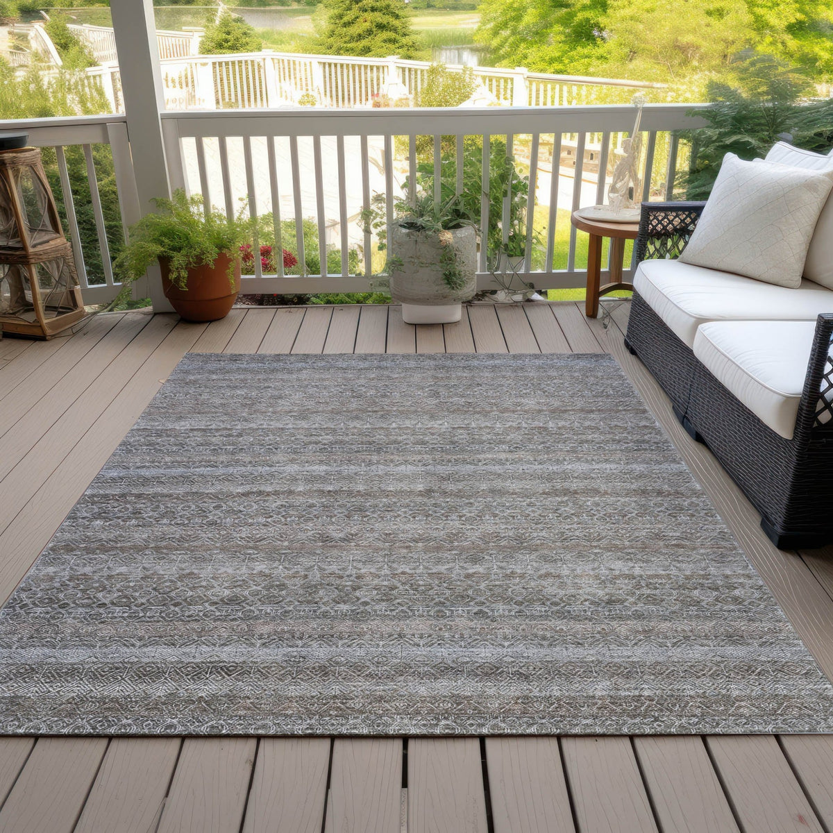 Addison Chantille ACN2105 Stripes Machine Made Transitional Brown Rug
