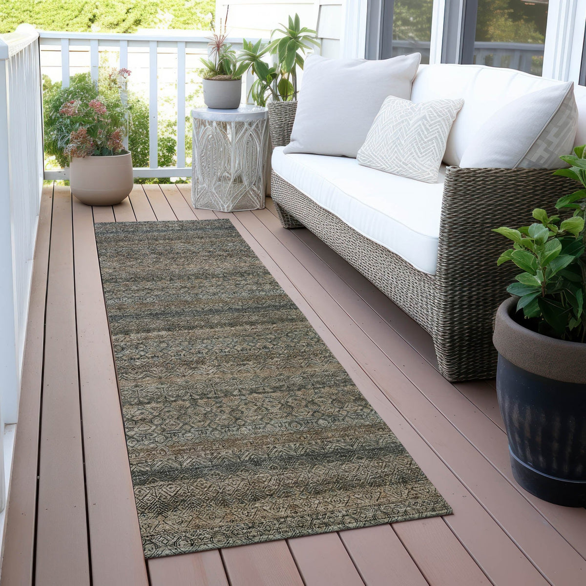 Addison Chantille ACN2105 Stripes Machine Made Transitional Chocolate Rug