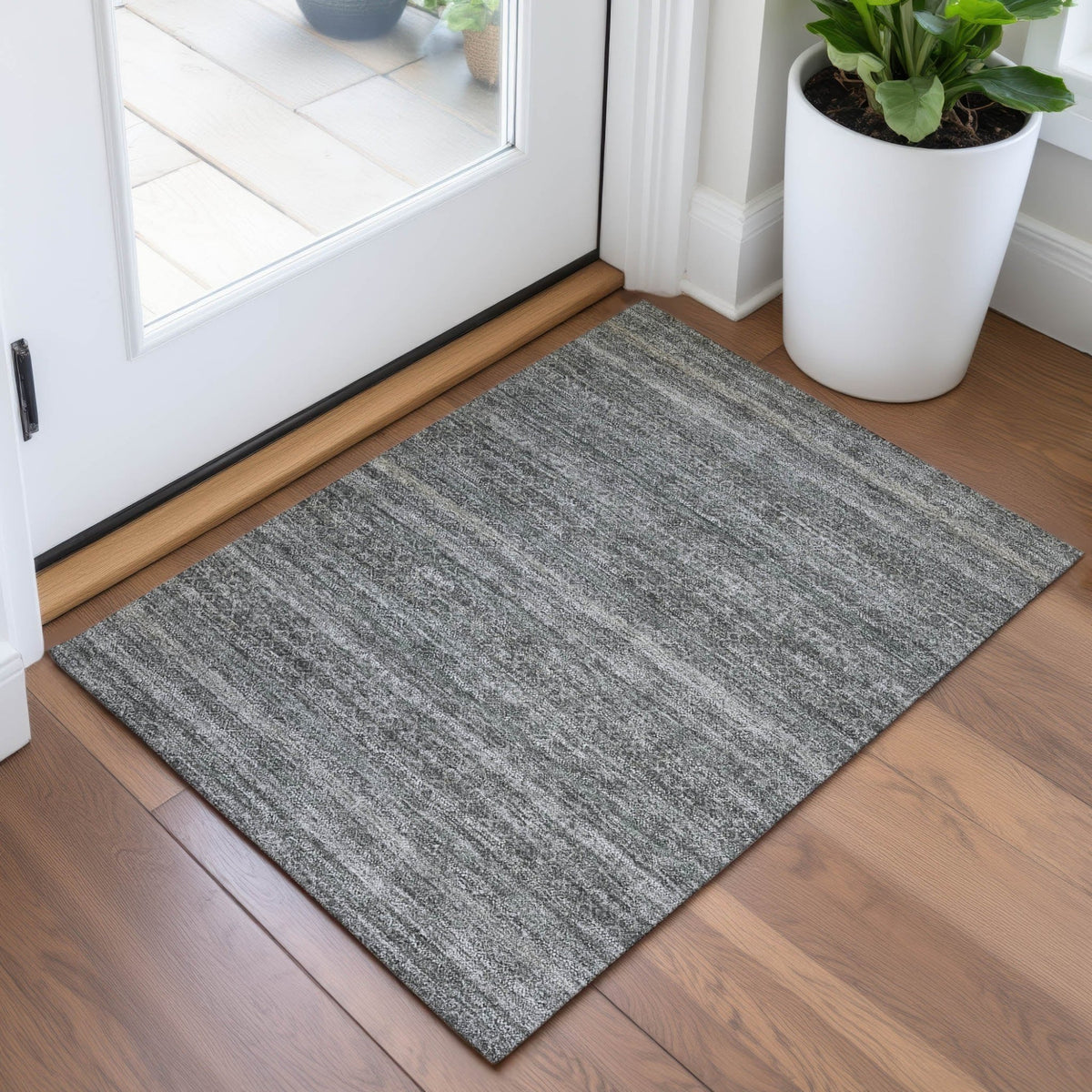 Addison Chantille ACN2105 Stripes Machine Made Transitional Pewter Rug