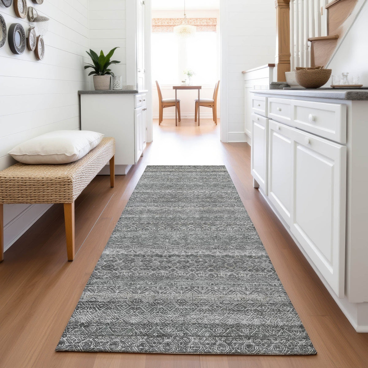 Addison Chantille ACN2105 Stripes Machine Made Transitional Pewter Rug