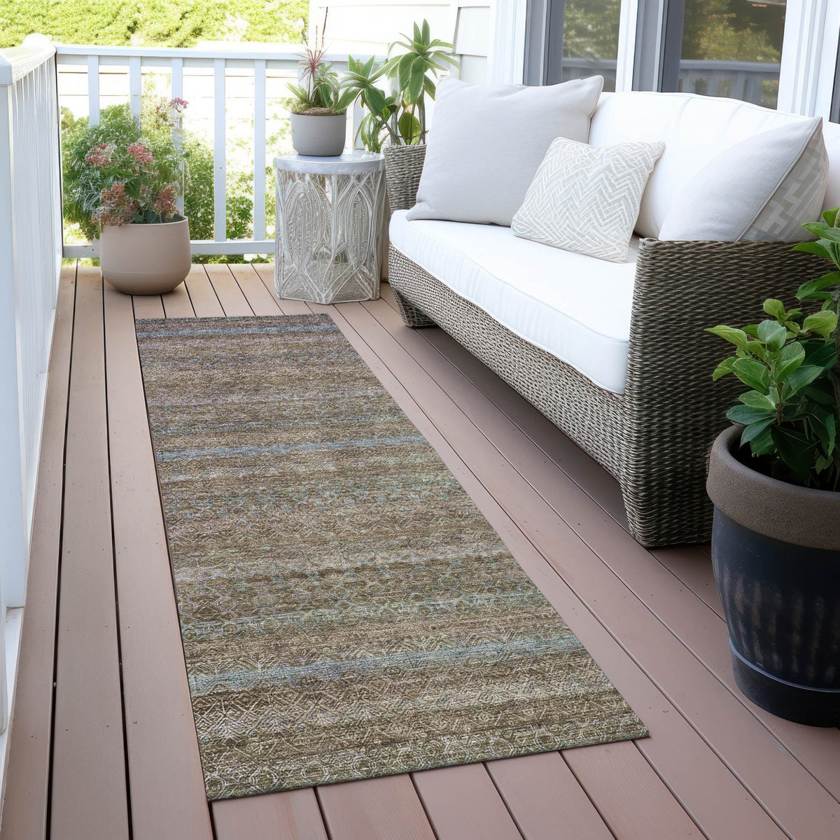 Addison Chantille ACN2106 Stripes Machine Made Transitional Brown Rug