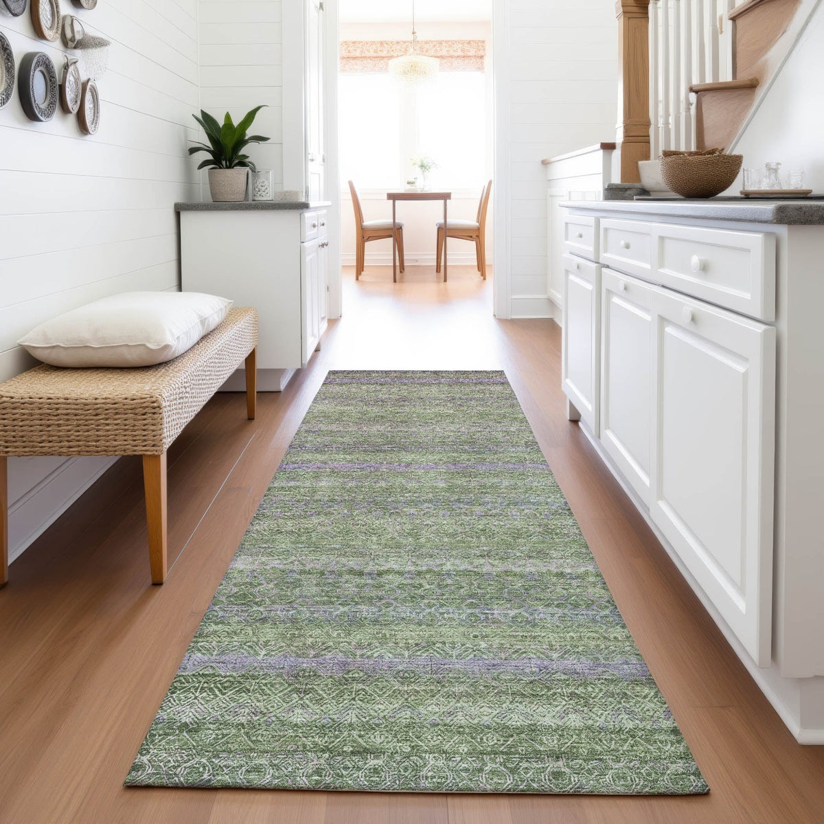 Addison Chantille ACN2106 Stripes Machine Made Transitional Olive Rug