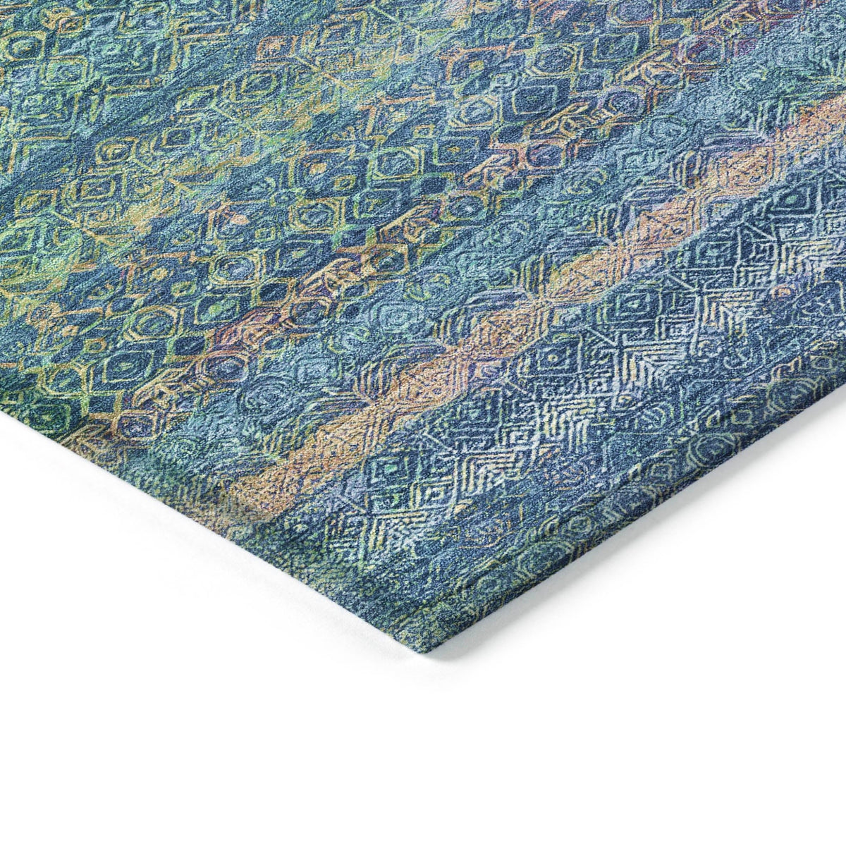 Addison Chantille ACN2106 Stripes Machine Made Transitional Teal Rug