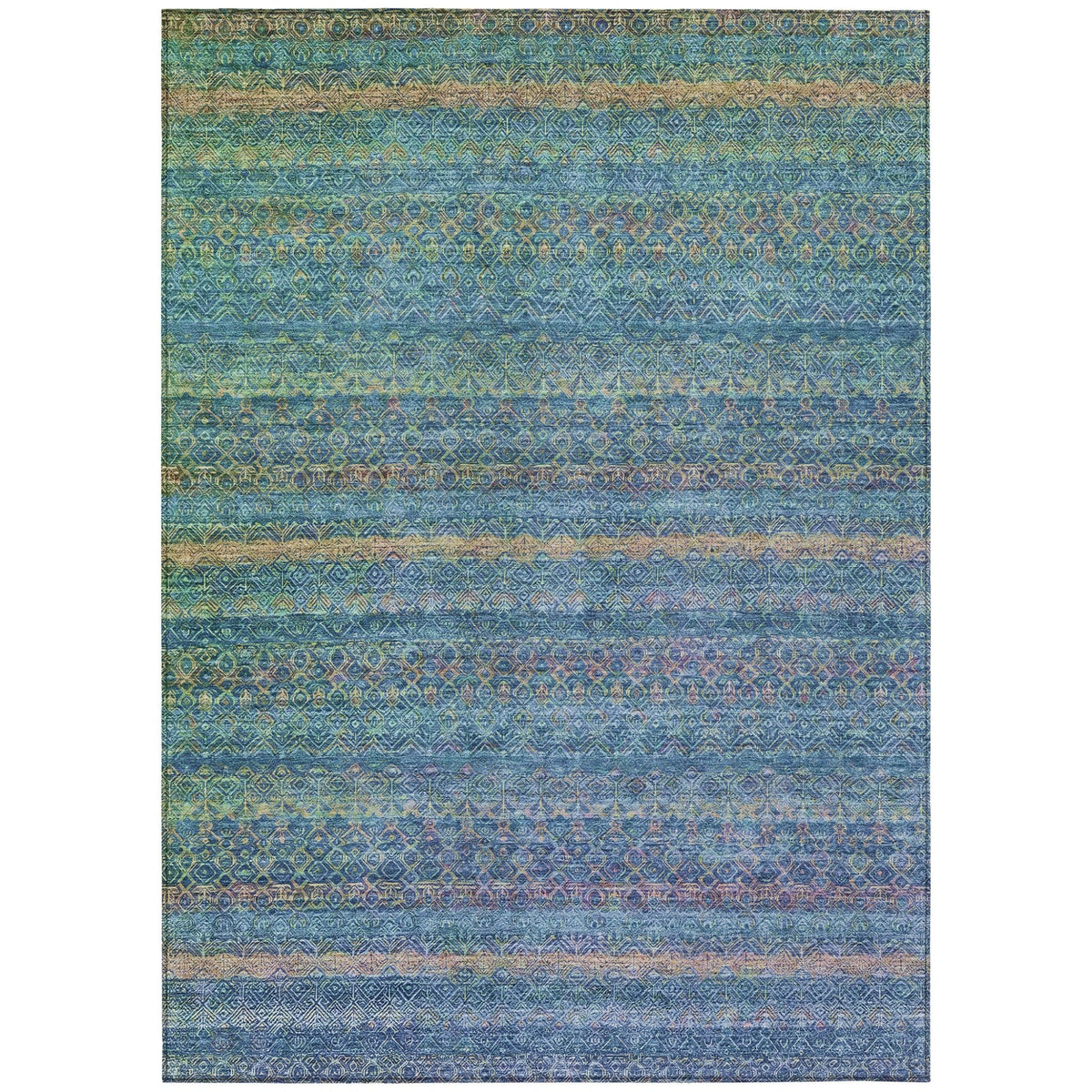 Addison Chantille ACN2106 Stripes Machine Made Transitional Teal Rug