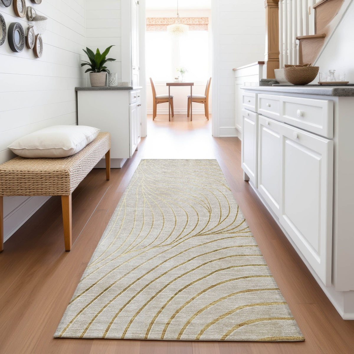 Addison Chantille ACN2107 Swirls Machine Made Transitional Beige Rug