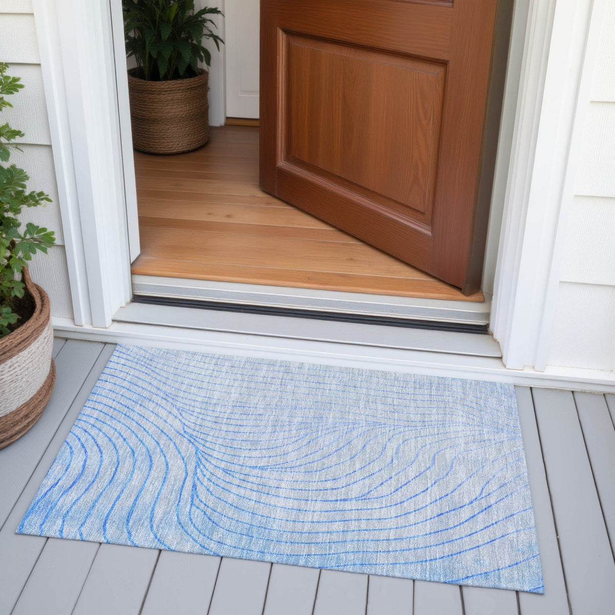 Addison Chantille ACN2107 Swirls Machine Made Transitional Blue Rug