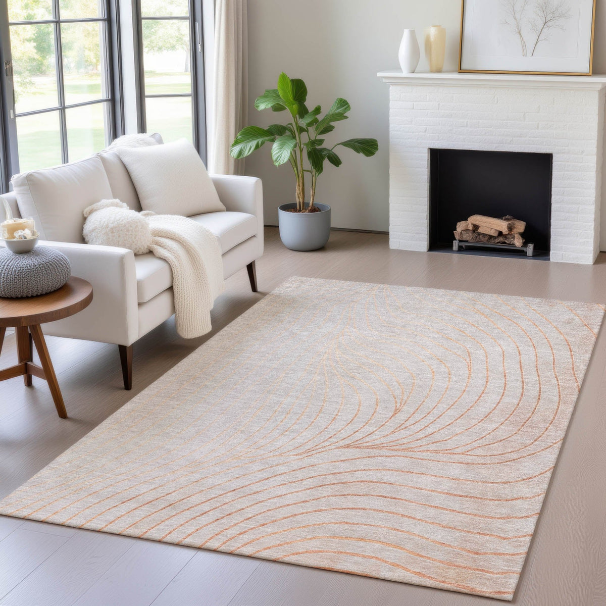 Addison Chantille ACN2107 Swirls Machine Made Transitional Copper Rug
