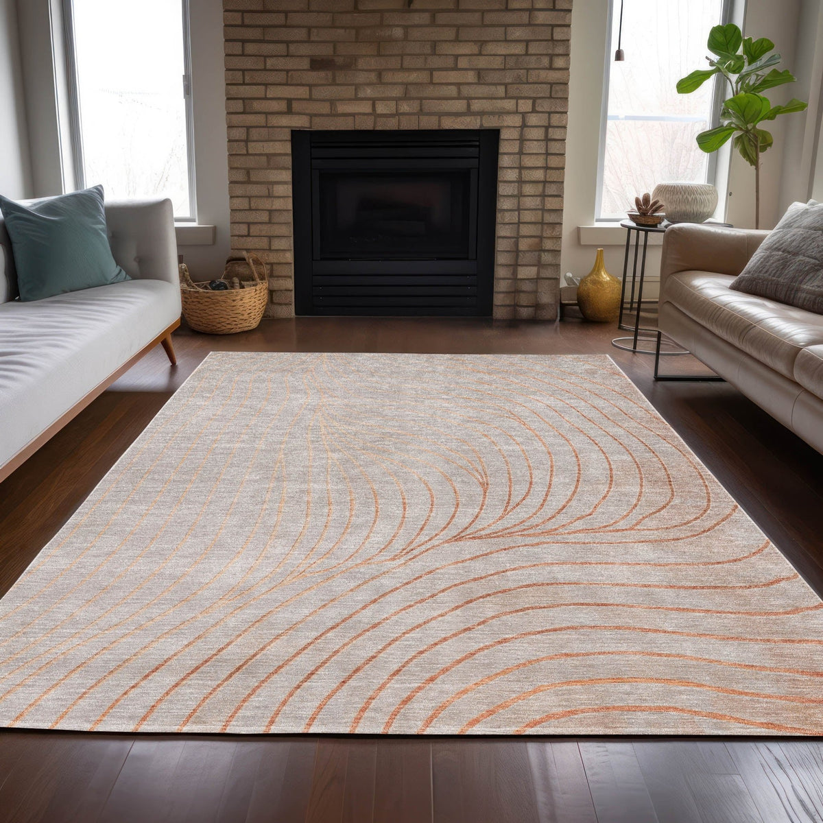 Addison Chantille ACN2107 Swirls Machine Made Transitional Copper Rug