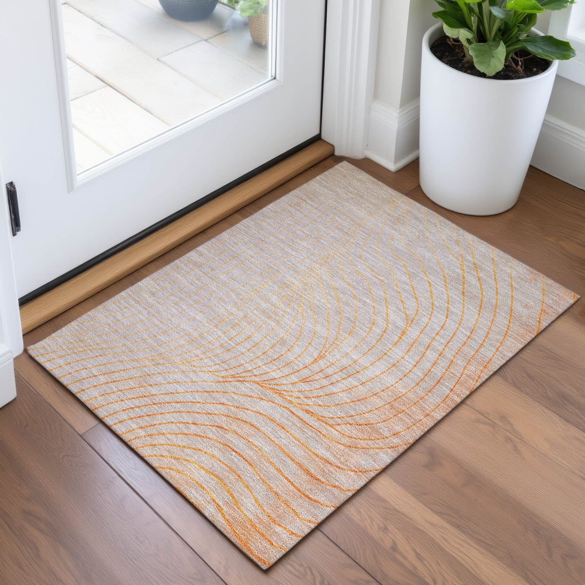 Addison Chantille ACN2107 Swirls Machine Made Transitional Orange Rug