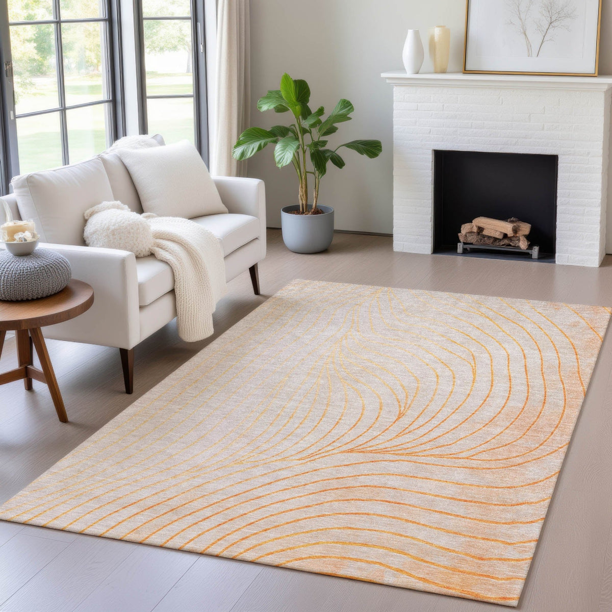 Addison Chantille ACN2107 Swirls Machine Made Transitional Orange Rug
