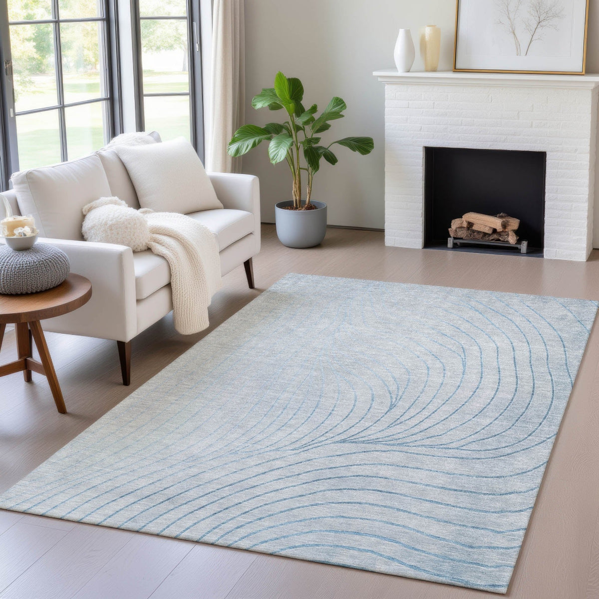 Addison Chantille ACN2107 Swirls Machine Made Transitional Sky Rug