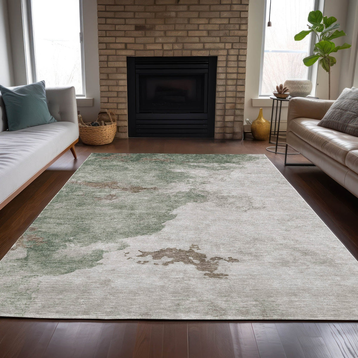 Addison Chantille ACN2108 Abstract Machine Made Transitional Aloe Rug