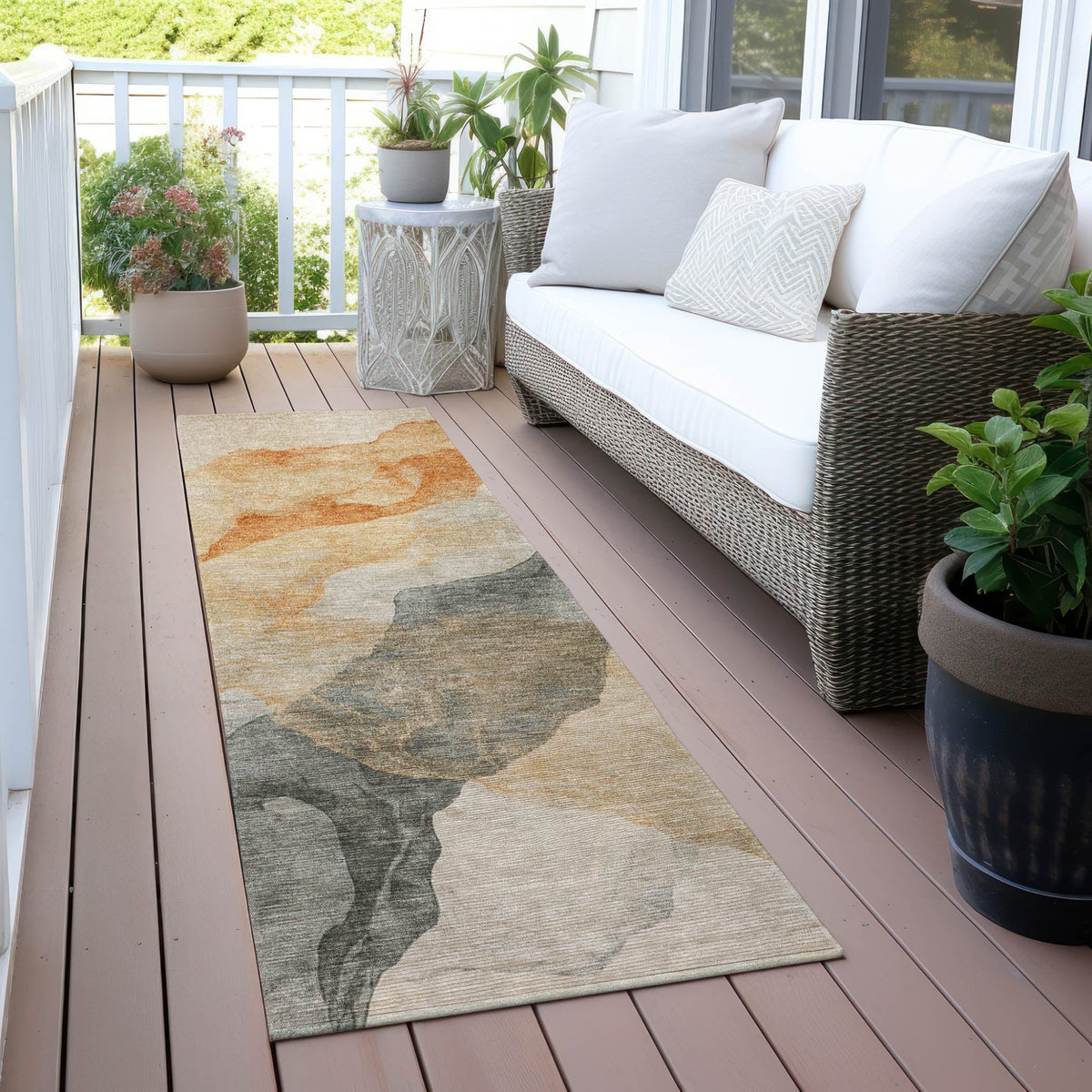 Addison Chantille ACN2109 Abstract Machine Made Transitional Orange Rug