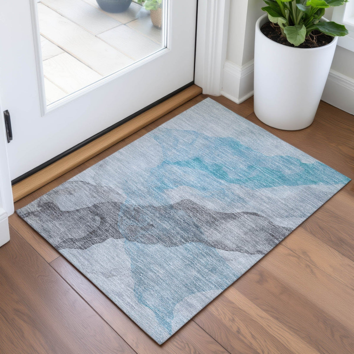 Addison Chantille ACN2109 Abstract Machine Made Transitional Teal Rug