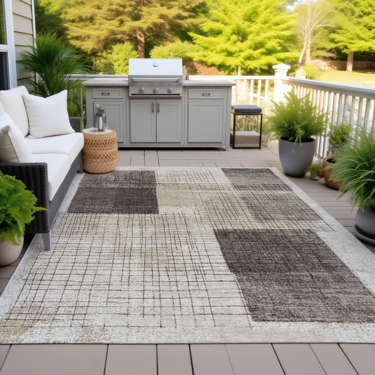 Addison Chantille ACN2112 Geometric Machine Made Transitional Brown Rug