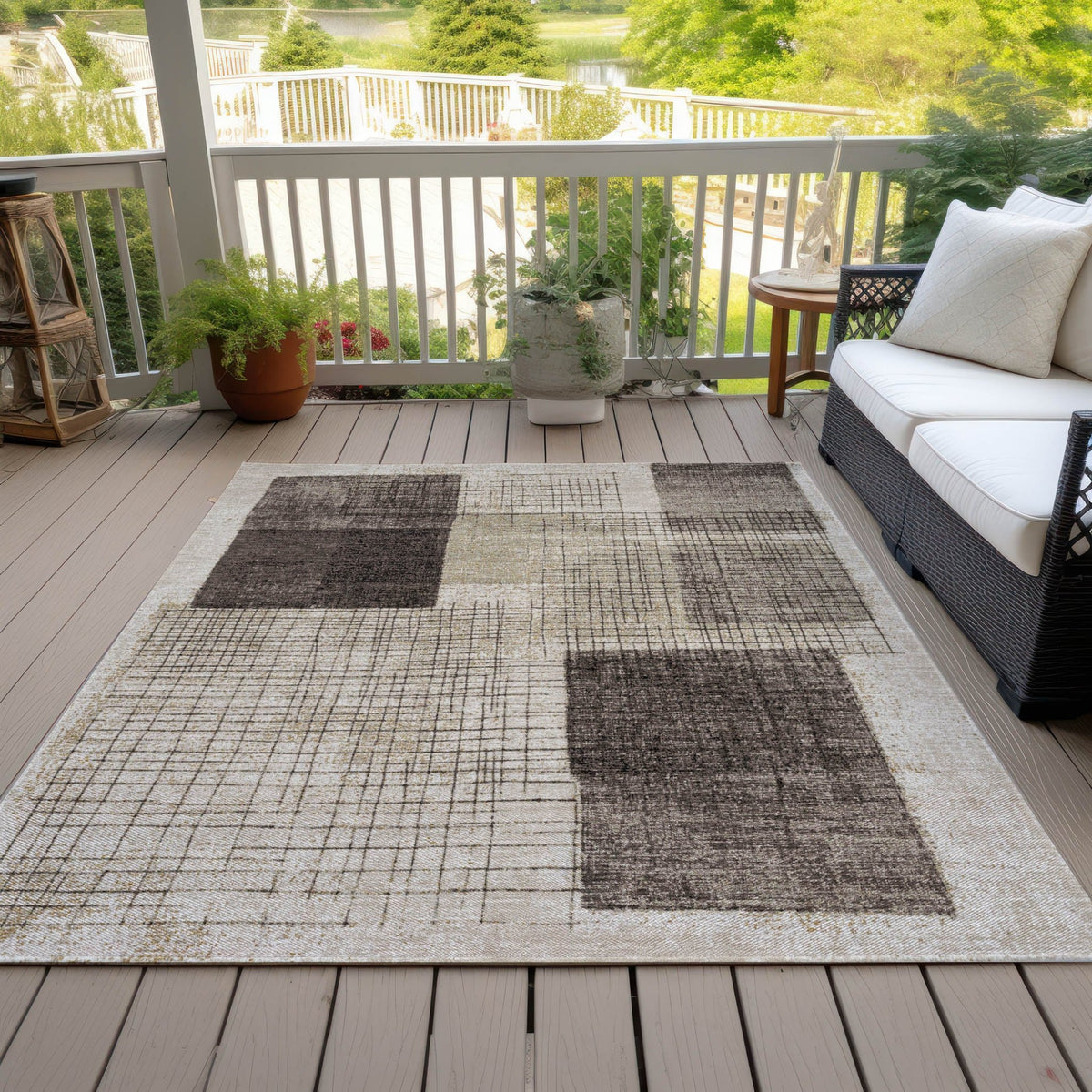 Addison Chantille ACN2112 Geometric Machine Made Transitional Brown Rug