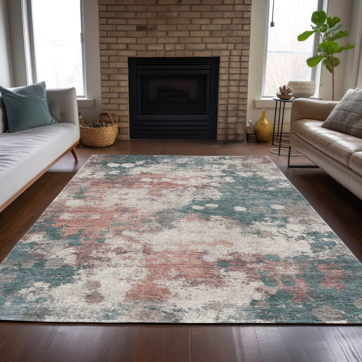 Addison Chantille ACN2114 Abstract Machine Made Transitional Coral Rug