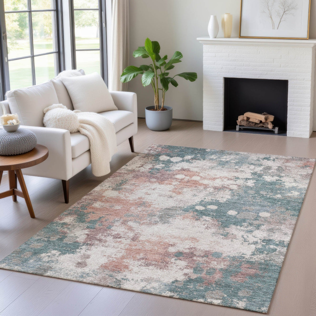 Addison Chantille ACN2114 Abstract Machine Made Transitional Coral Rug