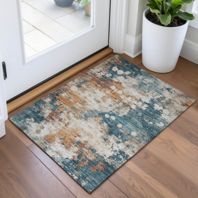 Addison Chantille ACN2114 Abstract Machine Made Transitional Teal Rug