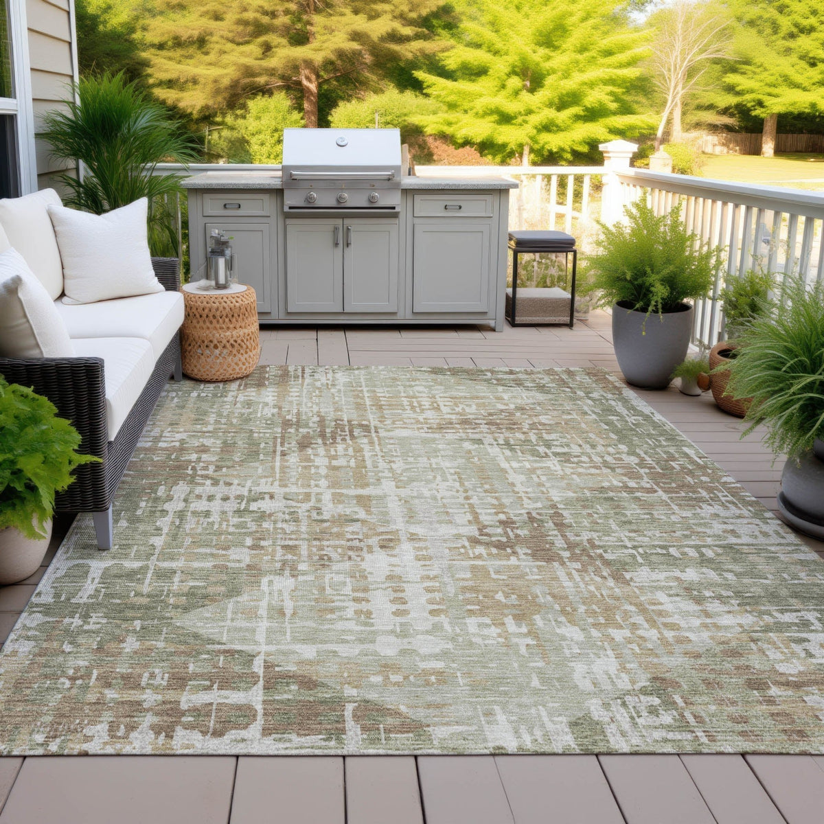 Addison Chantille ACN2116 Geometric Machine Made Transitional Fern Rug