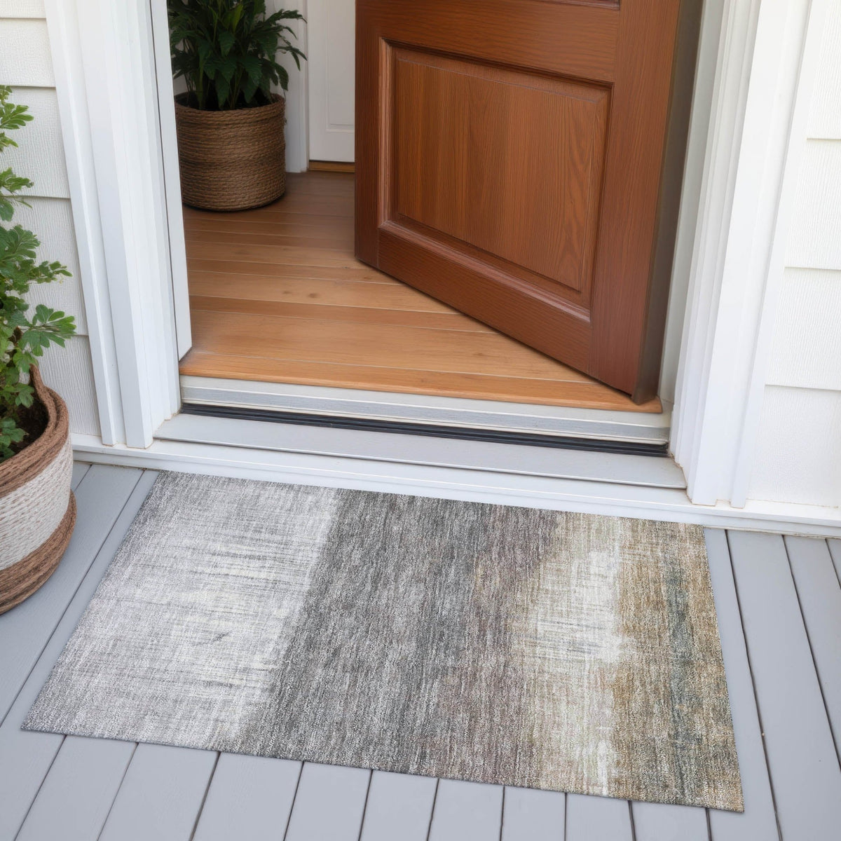 Addison Chantille ACN2118 Abstract Machine Made Transitional Taupe Rug