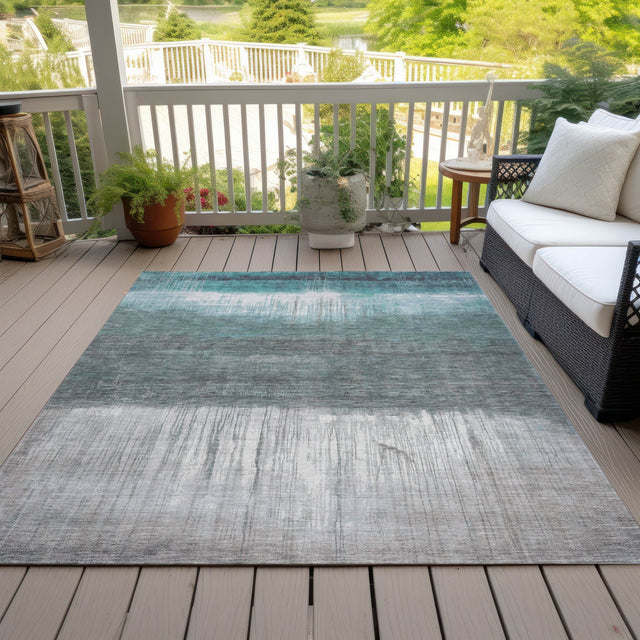 Addison Chantille ACN2118 Abstract Machine Made Transitional Teal Rug