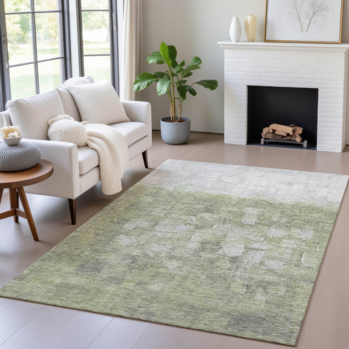 Addison Chantille ACN2119 Abstract Machine Made Transitional Fern Rug