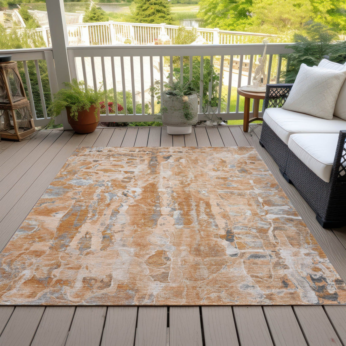 Addison Chantille ACN2120 Abstract Machine Made Transitional Orange Rug