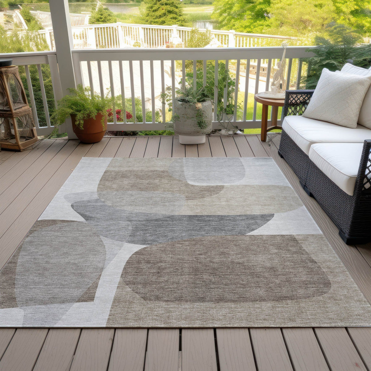 Addison Chantille ACN2121 Blocks Machine Made Transitional Taupe Rug