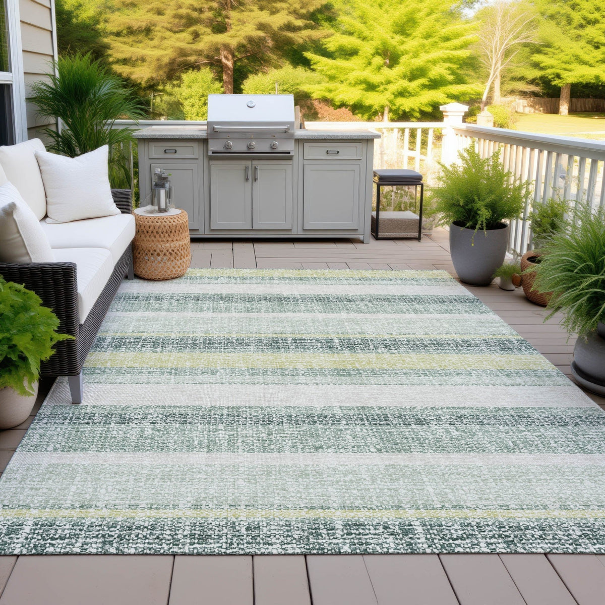 Addison Chantille ACN2122 Stripes Machine Made Transitional Seafoam Rug