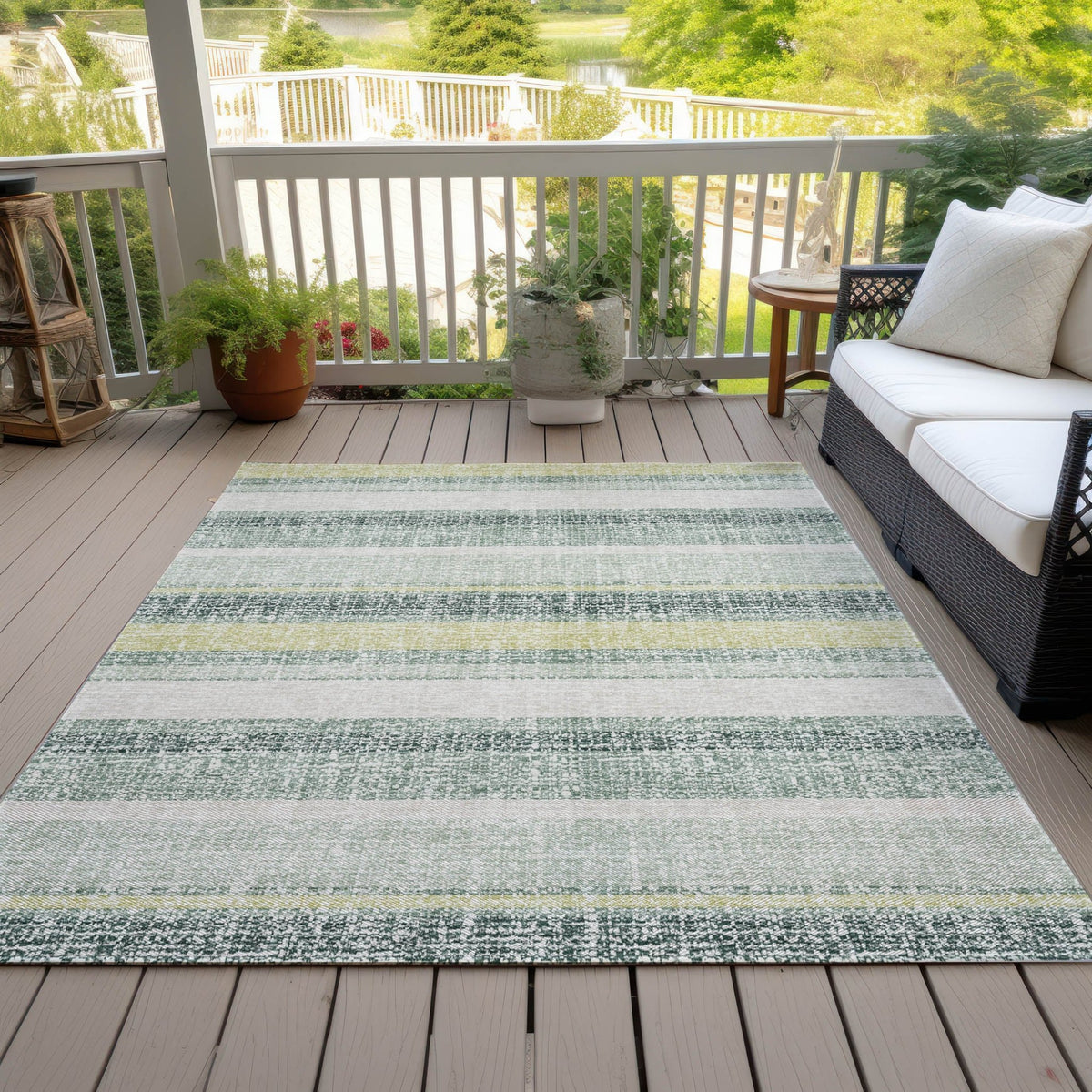 Addison Chantille ACN2122 Stripes Machine Made Transitional Seafoam Rug