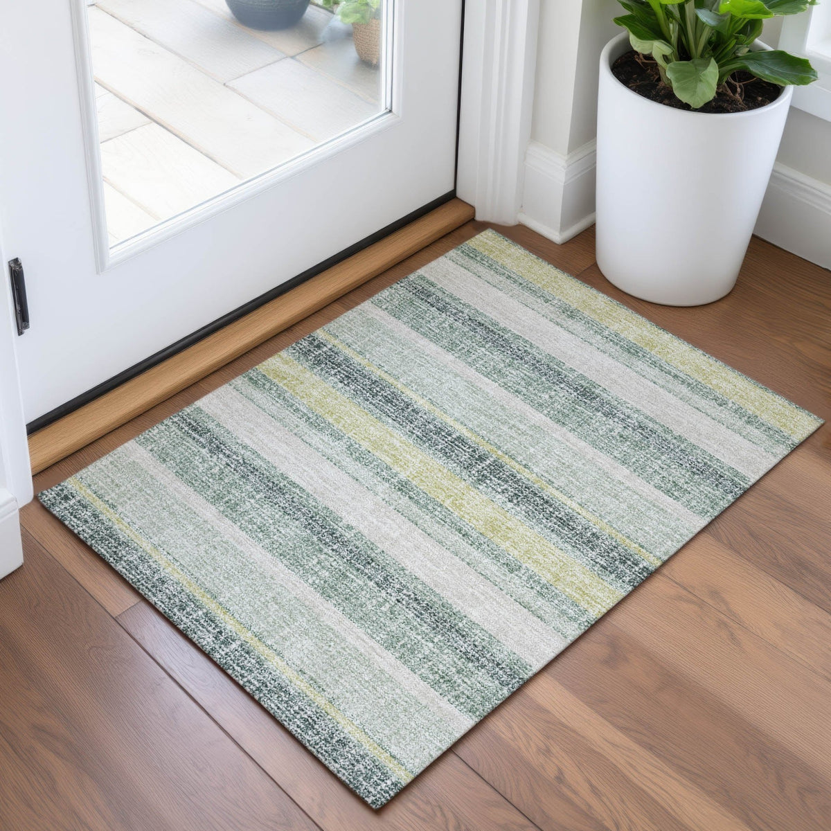 Addison Chantille ACN2122 Stripes Machine Made Transitional Seafoam Rug