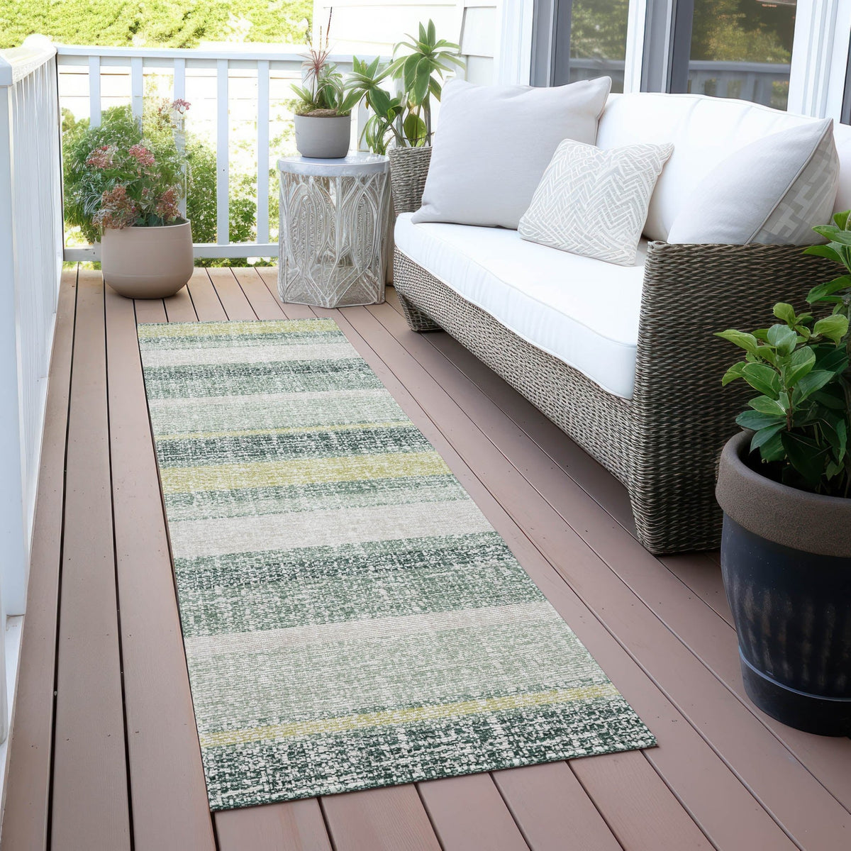 Addison Chantille ACN2122 Stripes Machine Made Transitional Seafoam Rug