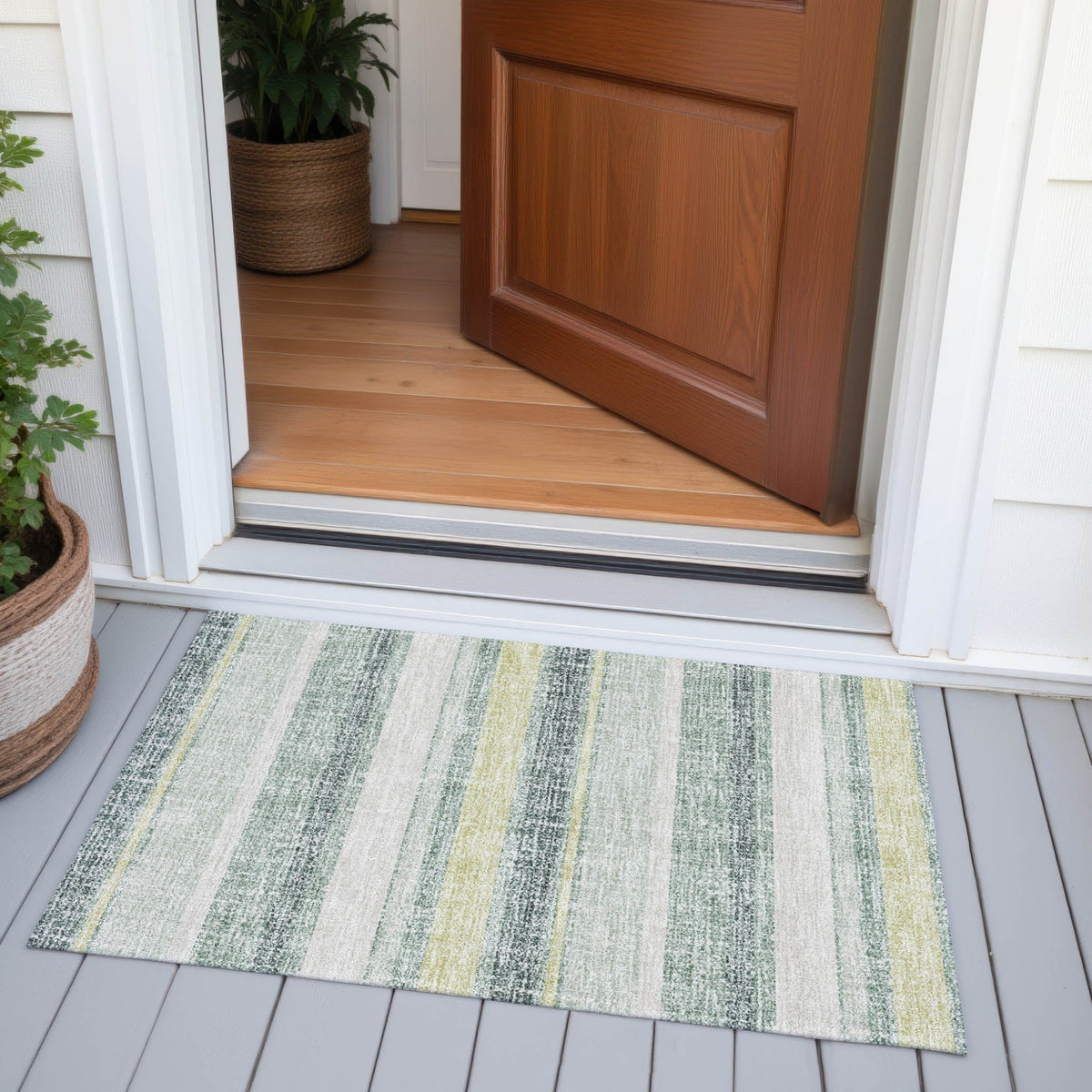 Addison Chantille ACN2122 Stripes Machine Made Transitional Seafoam Rug