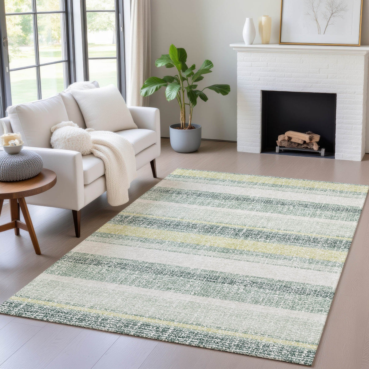 Addison Chantille ACN2122 Stripes Machine Made Transitional Seafoam Rug