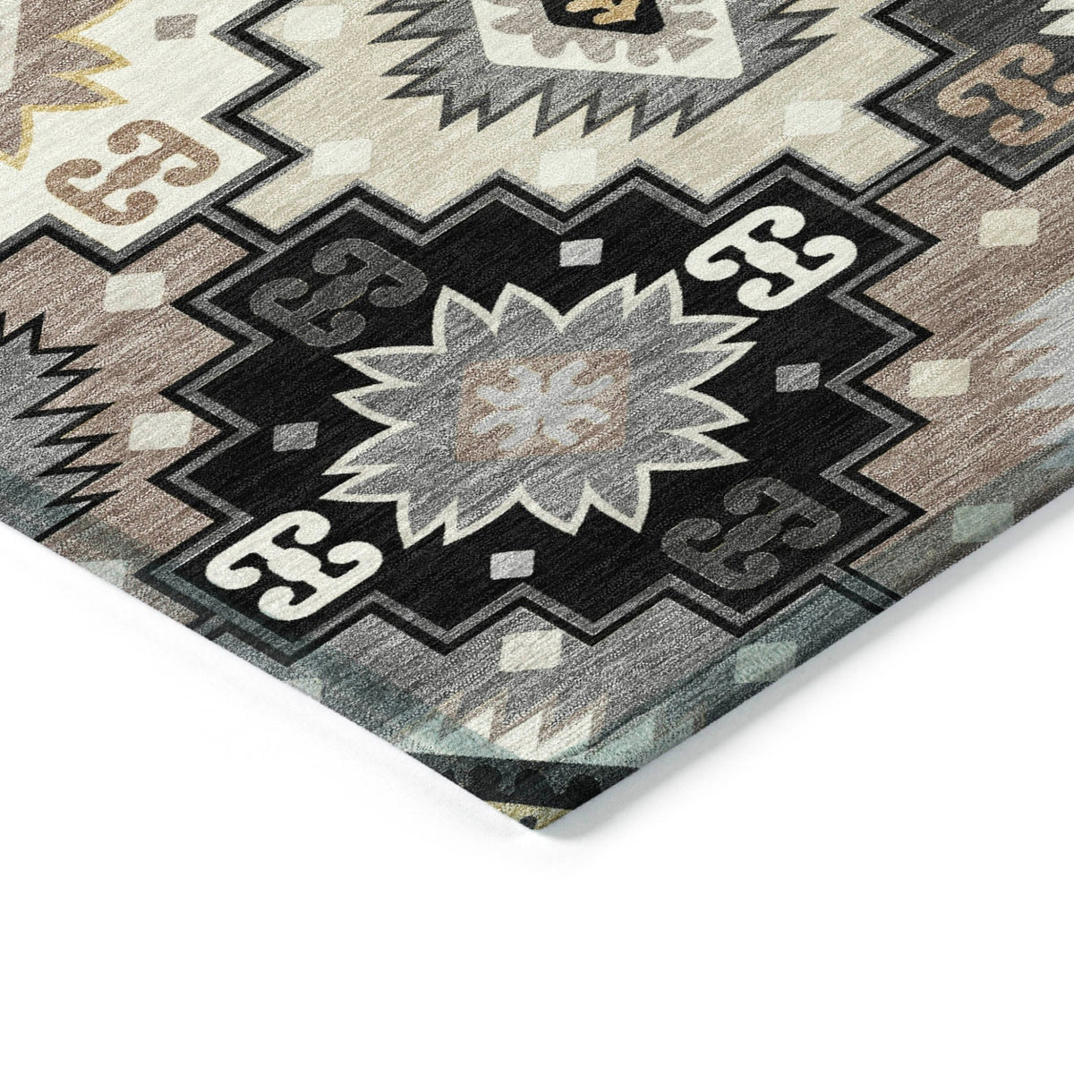 Addison Chantille ACN2123 Ethnic Machine Made Transitional Black Rug
