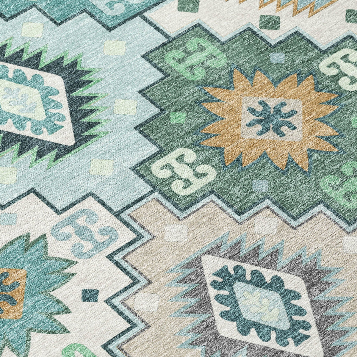 Addison Chantille ACN2123 Ethnic Machine Made Transitional Teal Rug