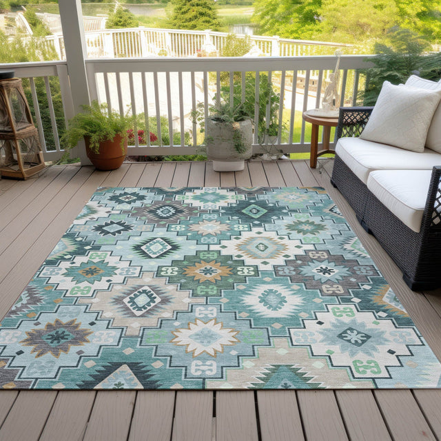 Addison Chantille ACN2123 Ethnic Machine Made Transitional Teal Rug