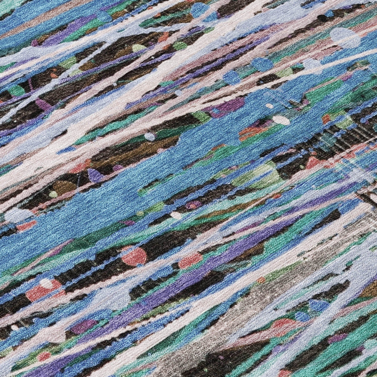 Addison Chantille ACN2125 Stripes Machine Made Transitional Blue Rug
