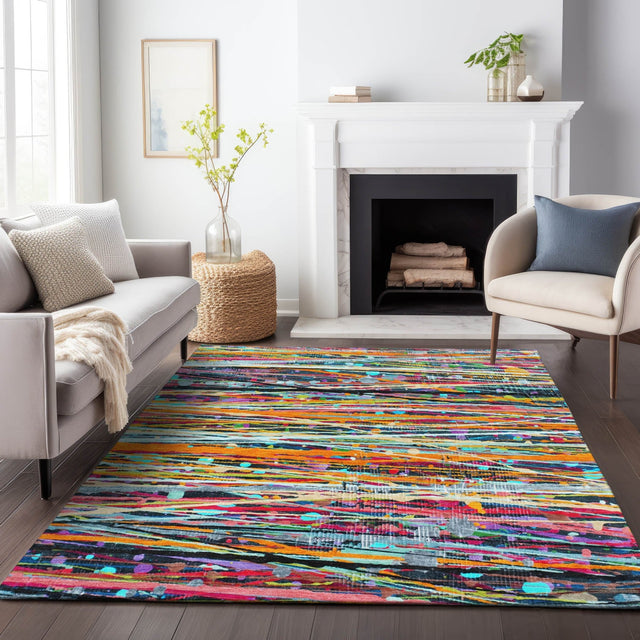 Addison Chantille ACN2125 Stripes Machine Made Transitional Orange Rug