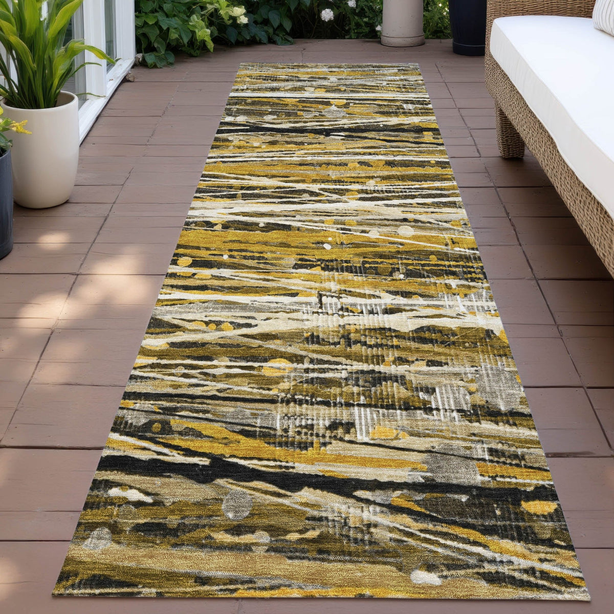 Addison Chantille ACN2126 Stripes Machine Made Transitional Brown Rug