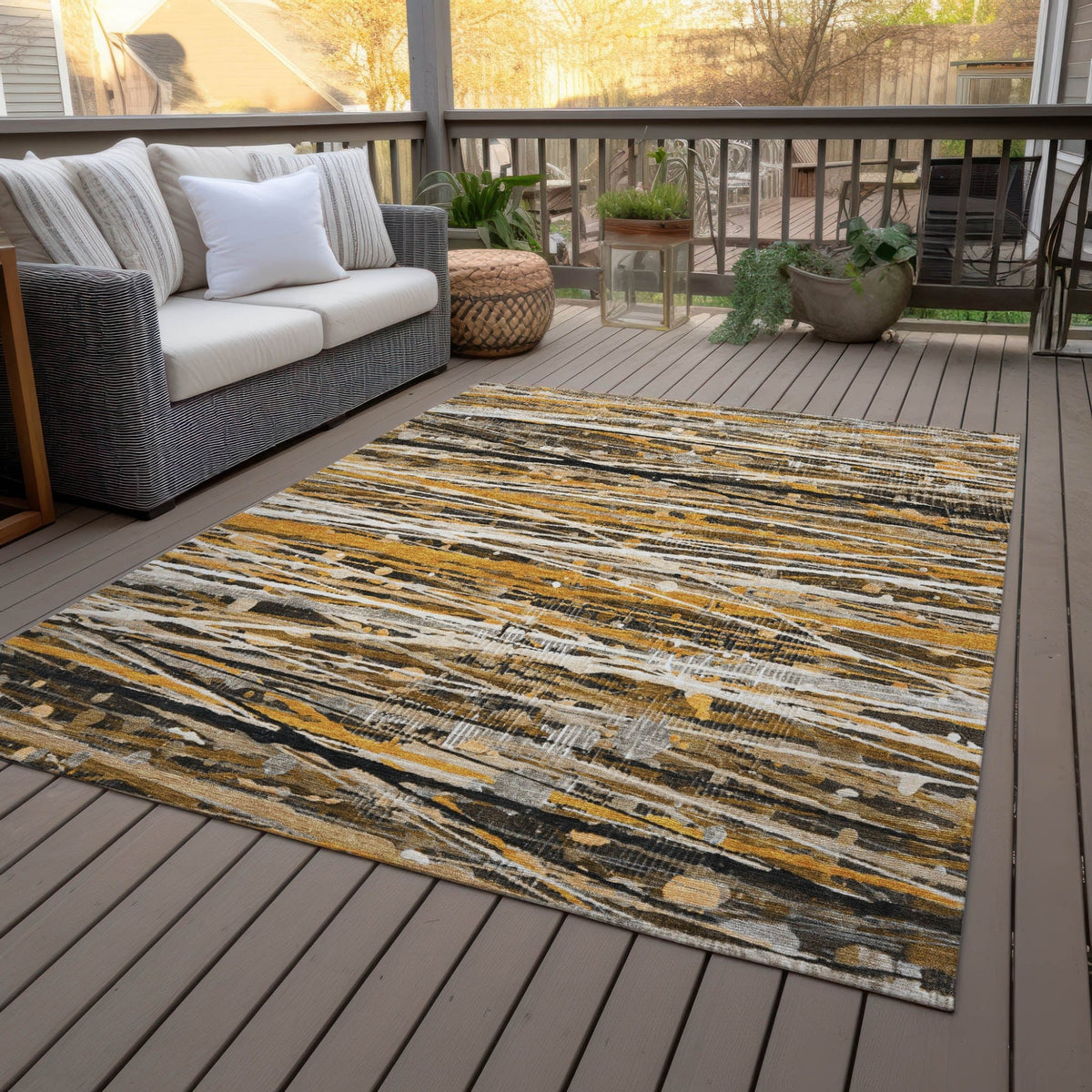 Addison Chantille ACN2126 Stripes Machine Made Transitional Copper Rug